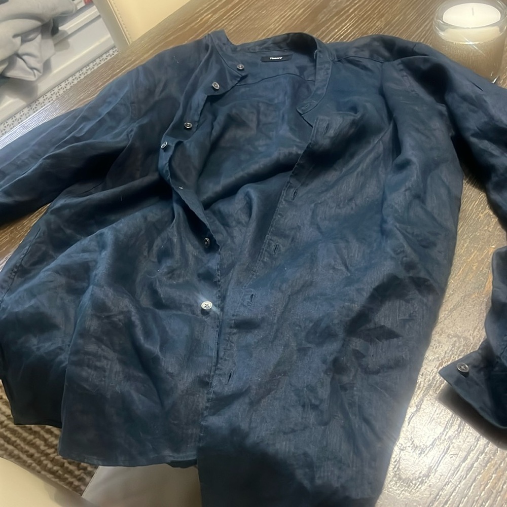 Linen bottom down shirt